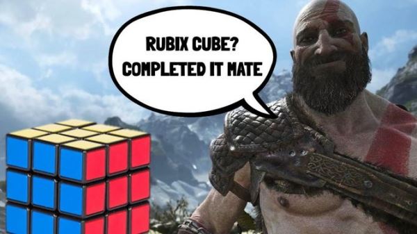 Геймер победил королеву валькирий в God of War на максимальной сложности, собирая при этом кубик Рубика