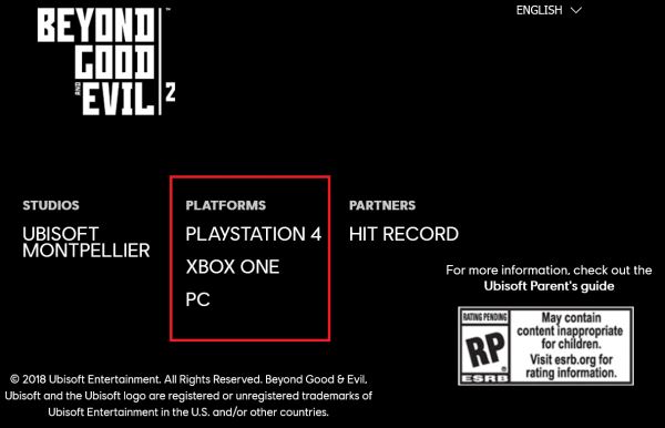 PlayStation 4 и Xbox One исчезли с сайта записи на бету Beyond Good and Evil 2 